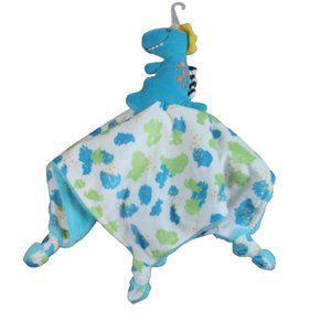 Mary Meyer Dinosaur Security Blanket Lovey Blue Knotted Plush Baby Infant NWT
